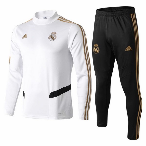 Trainingsanzug Real Madrid 2019-20 Weiß Schwarz Gelb Fussballtrikots Günstig